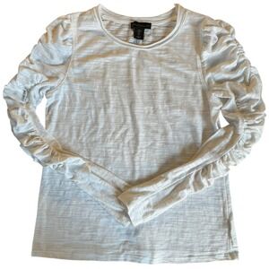 House of Harlow 1960 White Heathered Long Sleeve Ruffle Sleeve Top Size Small